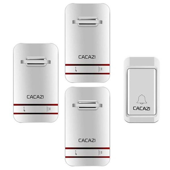 CACAZI V027G One Button Three Receivers Self-Powered Wireless Home Kinetic Electronic Doorbell, UK Plug