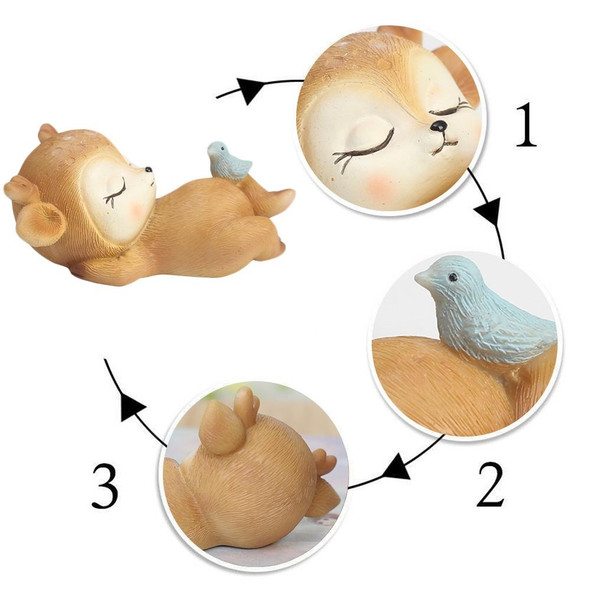 Cartoon Fawn Resin Statue Car Decoration Cake Decoration Gift(Sweet Dreams)