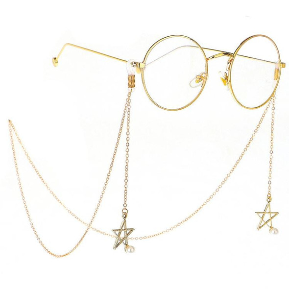 2 PCS Non-slip Metal Glasses Pendant with Pearl Pendant Glasses Chain(Gold)