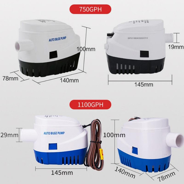 750GPH-24V Blue  Automatic Bilge Pump Submersible Water Electric Pump - Yacht Marine Boat