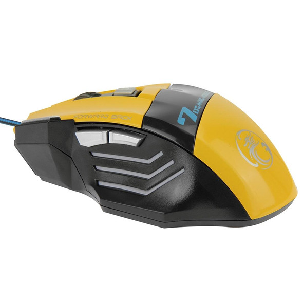 7 Buttons with Scroll Wheel 5000 DPI LED Wired Optical Gaming Mouse for Computer PC Laptop(Yellow)