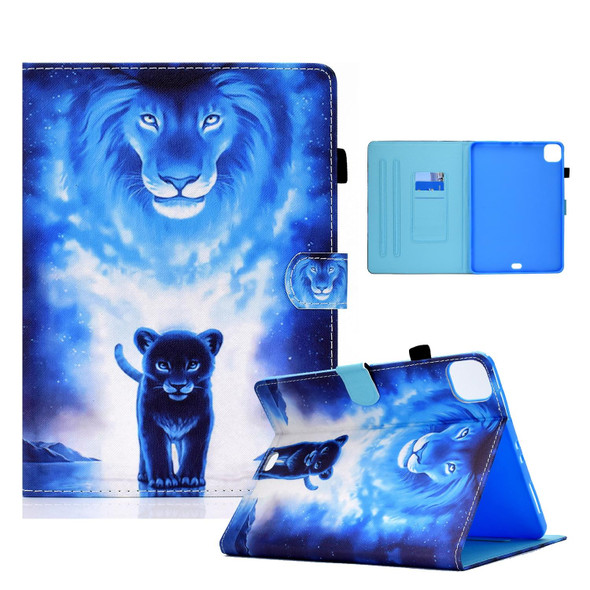 Colored Drawing Horizontal Flip Leatherette Tablet Case with Holder & Card Slots & Sleep / Wake-up Function - iPad Pro 11 inch (2020) / (2018) / iPad Air 4 10.9 inch (2020)(Lion)