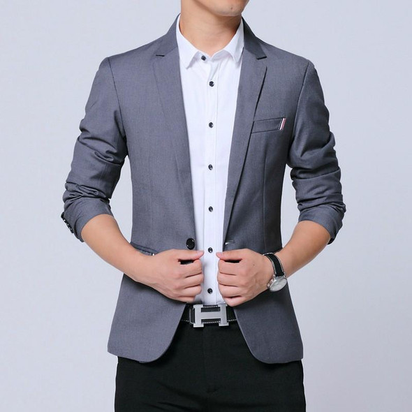Men Casual Suit Self-cultivation Business Blazer, Size: L(Gray)