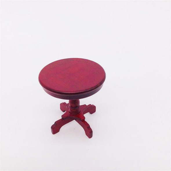 1:12 Mini Doll House Pocket Furniture Decoration Round Table( Mahogany Color)