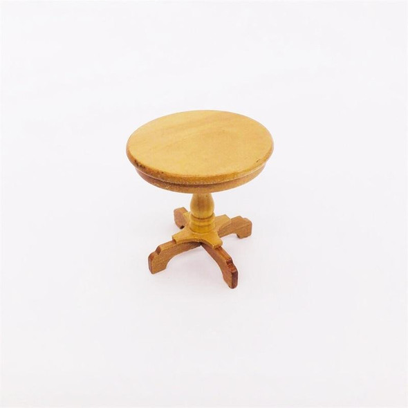 1:12 Mini Doll House Pocket Furniture Decoration Round Table( Wood Color)