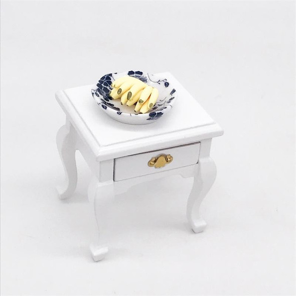 1:12 Mini Doll House Decoration Coffee Table Bedside Table(White)