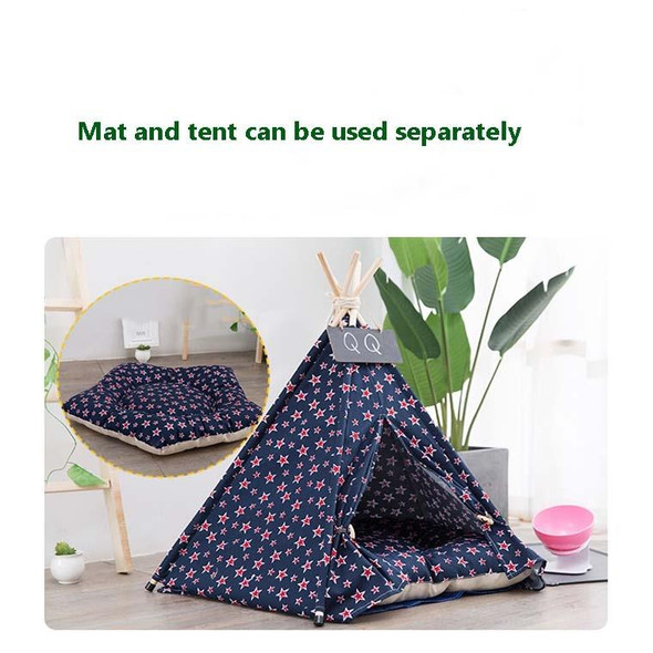 Cotton Canvas Pet Tent Cat and Dog Bed with Cushion, Specification: Medium 505060cm(Beige Star)