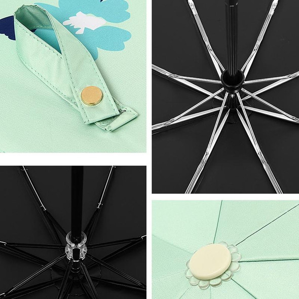 Illustration Folding Black Glue Sun Umbrella Tri-fold Sunny Rain Umbrella, Style:Manual(Paint Spring)