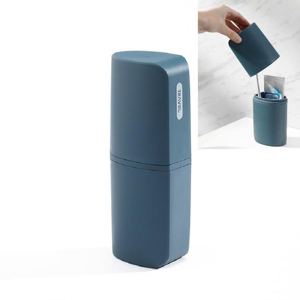 Portable Toothbrush Cups for Business Trips with Lid Creative Mouthwash Cup, Style:Without Sub-bottle(Dark Blue)