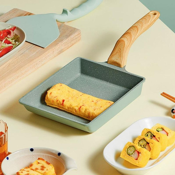 Tamagoyaki Mini Nonstick Pan Flat-Bottomed Breakfast Pan, Style:Square(Green)