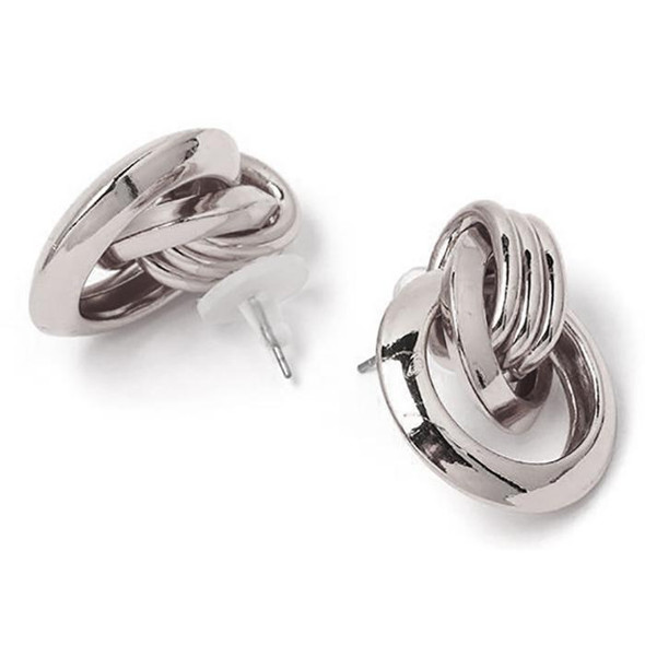 Vintage Trendy Punk Metal Circle Stud Earring for Women(Silver)