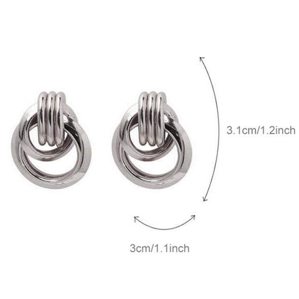 Vintage Trendy Punk Metal Circle Stud Earring for Women(Silver)