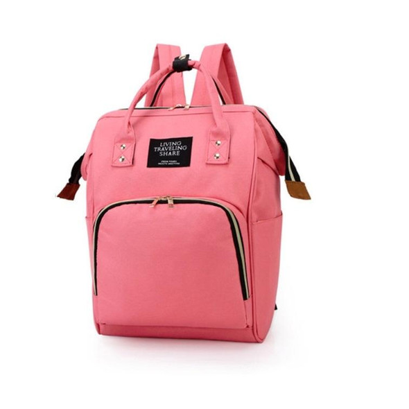 Mummy Bag Large Capacity Multifunctional Backpack Waterproof Baby Bottle Diaper Bag(Pink Red)