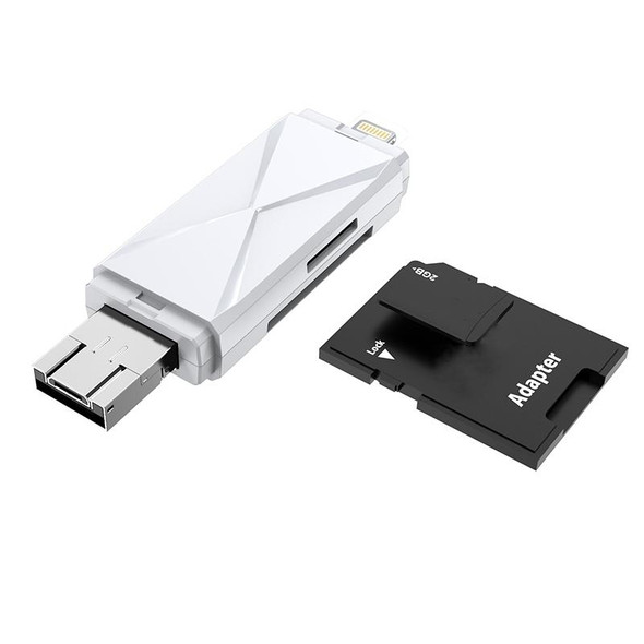 ADS-208 8 Pin+USB+Micro USB Multi-function Card Reader (Silver)