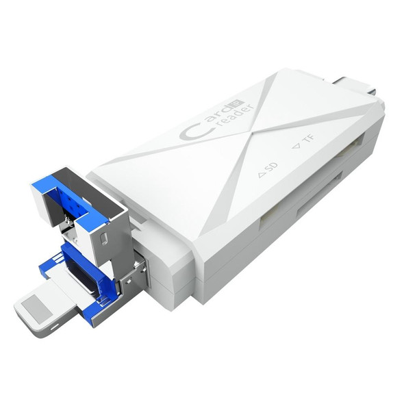 ADS-218 8 Pin+USB+Type-C Multi-function Card Reader(White)