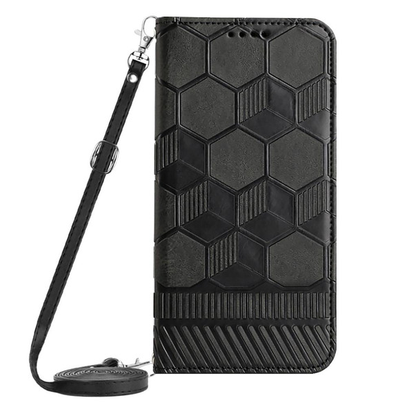 Crossbody Football Texture Magnetic PU Phone Case - iPhone 12 Mini(Black)