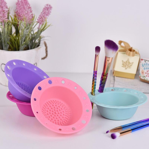 Beauty Tools Silicone Brush Tray Makeup Brush Special Cleaning Bowl(Blue)