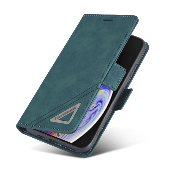 Forwenw Dual-side Buckle Leather Phone Case - iPhone X / XS(Dark Cyan)
