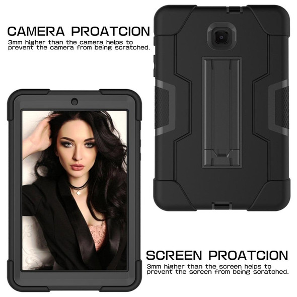 Galaxy Tab A 8.0 (2018) T387 Contrast Color Silicone + PC Combination Case with Holder(Black)