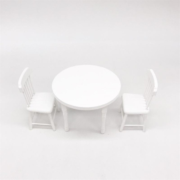 1:12 Mini Doll House Scene Decoration Dining Table and Chair Set(White)