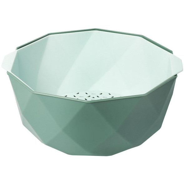 Double-layer Hollow Drain Basket Household Plastic Multi-function Washing Vegetables and Fruit Dishes, Size:Small(Green)