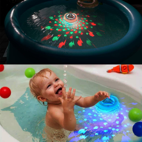 RGB 4 Lamp Beads LED Waterproof Bathtub Bath Projection Lamp Small Fish Underwater Lamp