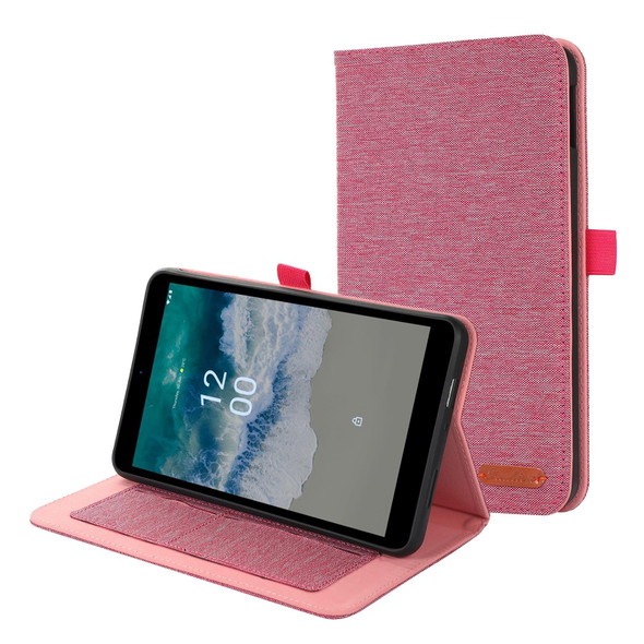 Nokia T10 Fabric PU + TPU Flip Tablet Leather Case(Rose Red)