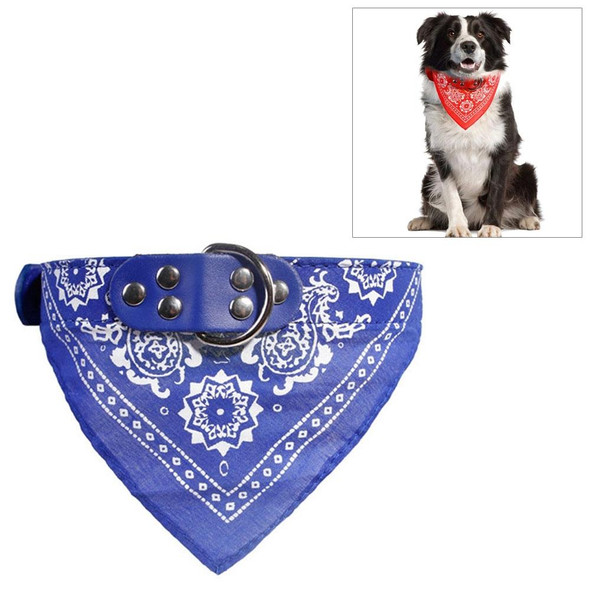 Adjustable Dog Bandana Leatherette Printed Soft Scarf Collar Neckerchief for Puppy Pet, Size:M(Blue)