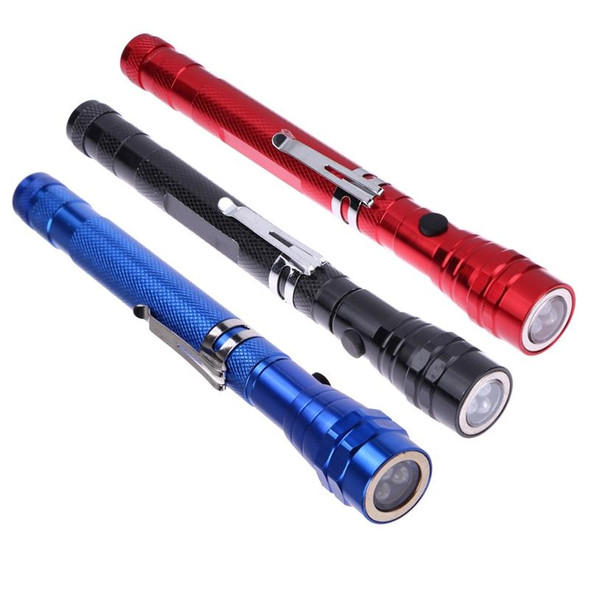 2 PCS 1W Flexible Magnet Camping Fishing Telescopic 360 Degrees Head Flashlight Outdoor Torch Magnetic Pick Up Tool Lamp(Black)