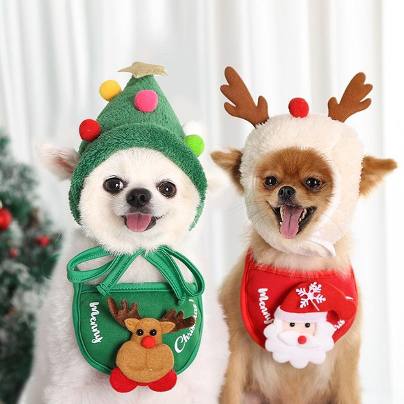 Pet Christmas Hat Saliva Festive Dressing Supplies, Color: Bibs Green