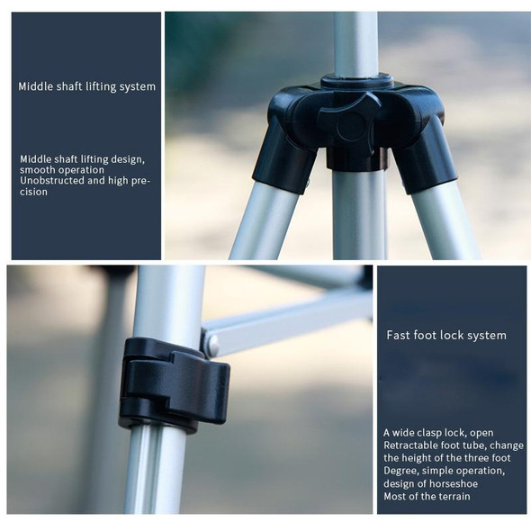 130cm 4-Section Folding Aluminum Alloy Tripod Mount with Three-Dimensional Head(Black)