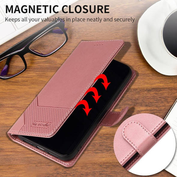 GQUTROBE Skin Feel Magnetic Leather Phone Case - iPhone 13 Pro Max(Rose Gold)