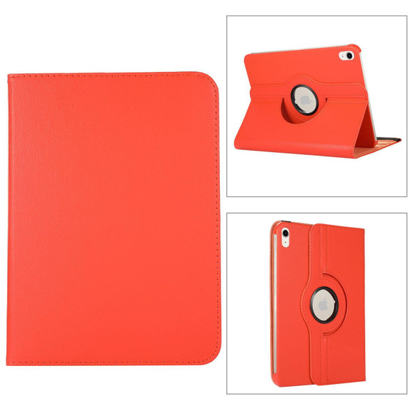 360 Degree Rotation Litchi Texture Flip Leatherette Tablet Case with Holder -  iPad 10.2 2022(Orange)