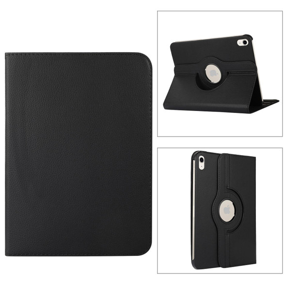 360 Degree Rotation Litchi Texture Flip Leatherette Tablet Case with Holder -  iPad 10.2 2022(Black)