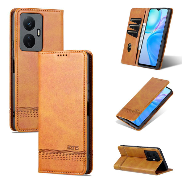 vivo Y77e/Y77 5G Global AZNS Magnetic Calf Texture Leather Phone Case(Light Brown)