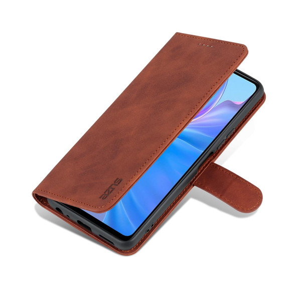 AZNS Skin Feel Calf Texture Horizontal Flip Leatherette Phone Case - vivo Y77e/Y77 5G Global(Brown)