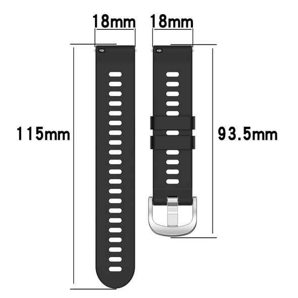 Garmin Venu 2S 18mm Solid Color Silicone Watch Band(Black)