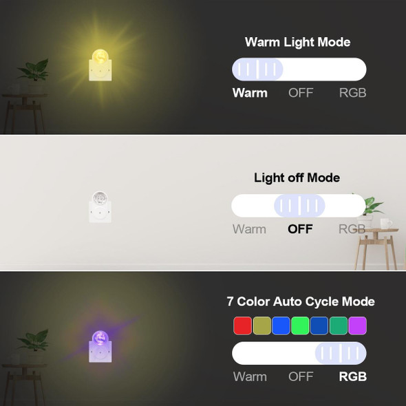 2 PCS Smart LED Light Control Night Light RGB Colorful Atmosphere Light with Sleeping Light(EU Plug)
