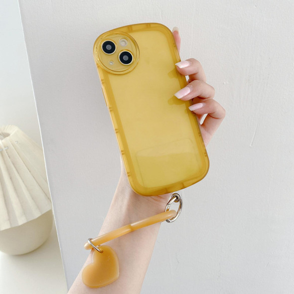 5 PCS Heart-shaped Silicone Bracelet Mobile Phone Lanyard Anti-lost Wrist Rope(Light  Yellow)