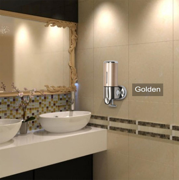 Dual Hotel Shower Manual Dispenser Wall Mounted Washing Liquid Shampoo Soap Bottle, Capacity: 1000ml(Gold)