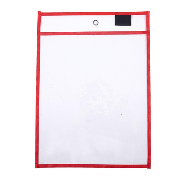 6 Pcs ?Erasable Hanging PVCA4 Transparent Sewing Red Document Dry Erase Bag, Size:2130cm(Red)