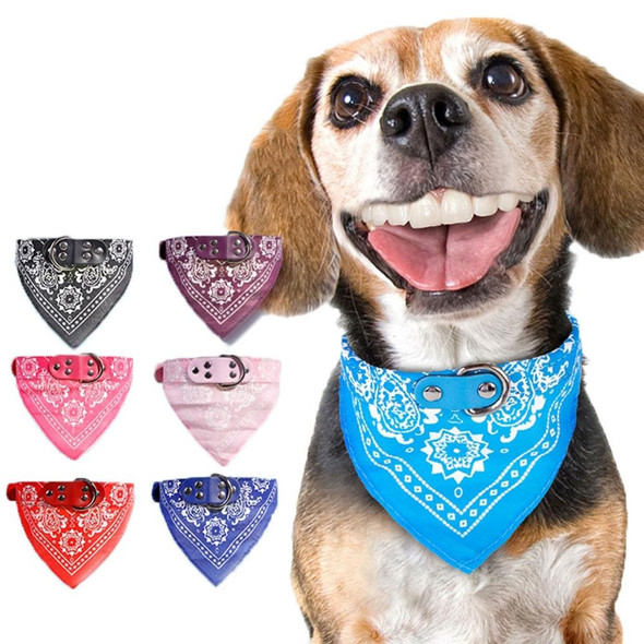 Adjustable Dog Bandana Leatherette Printed Soft Scarf Collar Neckerchief for Puppy Pet, Size:M(Pink)