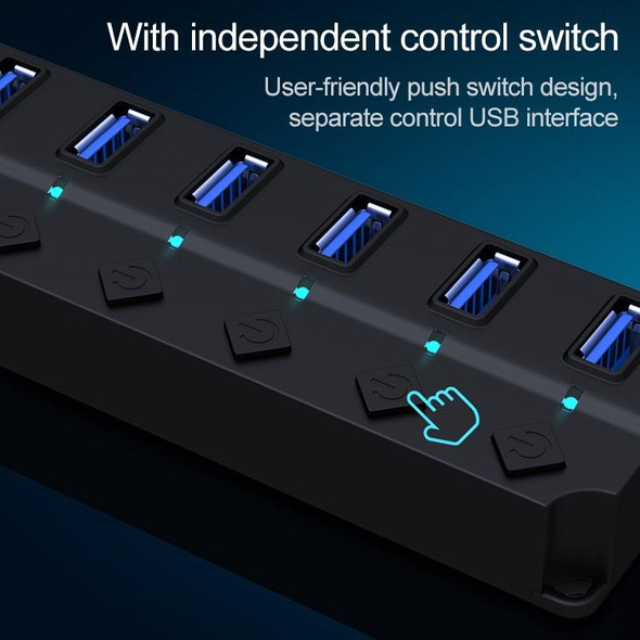 7 Ports USB 3.0 High Speed Multi Hub Expansion with Switch for PC & Laptop