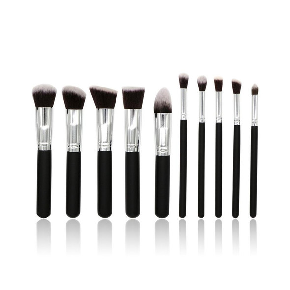 10 PCS Makeup Brushes Set Makeup Tool Powder Eyeshadow Pencil Cosmetic Set (Black Silver)