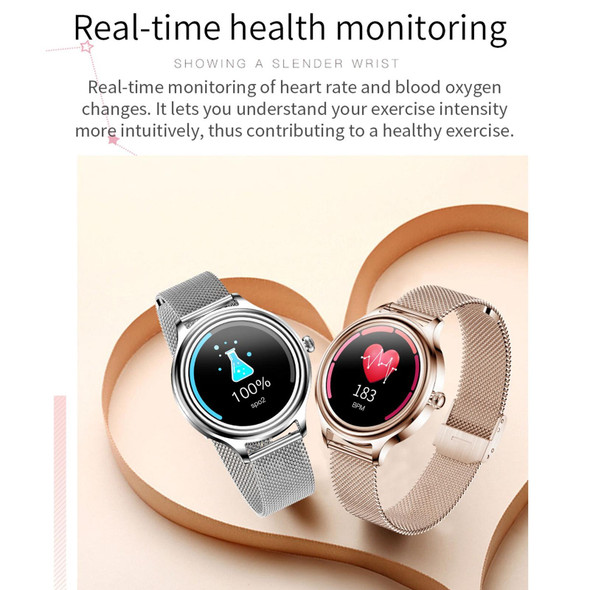 ZX10 1.09 inch HD Color Screen Bluetooth 5.0 IP68 Waterproof Women Smart Watch, Support Sleep Monitor / Menstrual Cycle Reminder / Heart Rate Monitor / Blood Oxygen Monitoring, Style:Steel Strap(Silv