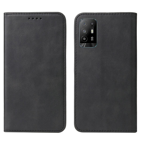 OPPO Reno5 Z Magnetic Closure Leather Phone Case(Black)
