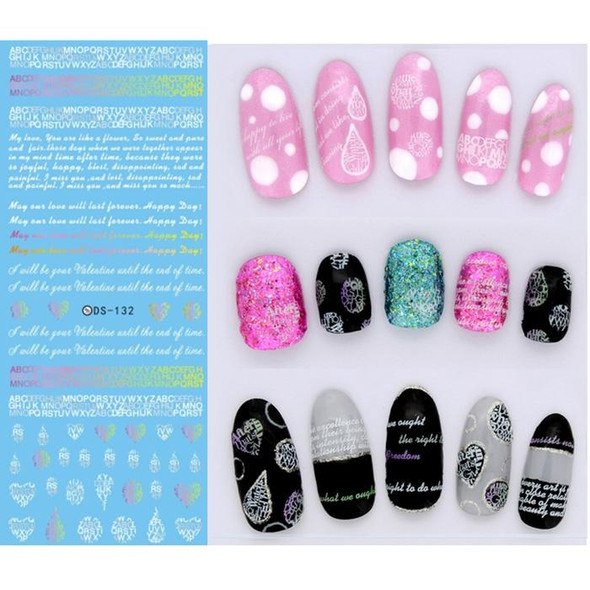 DS116-134 5 PCS 13 Patterns DIY Design Beauty Water Transfer Harajuku Nails Art Sticker Nail Art Decoration Accessories, Random Color Delivery,Without Nails