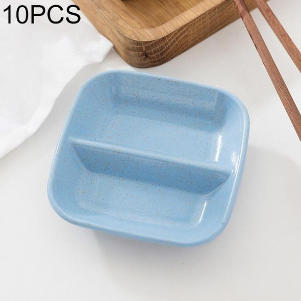 10 PCS Kitchen Accessories 2 in 1 Seasoning Sauce Dishes Wheat Straw Salad Saucer Bowl Tableware Seasoning dish Cooking Tools(Blue)