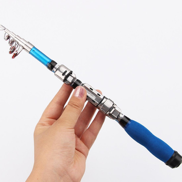 36cm Portable Telescopic Sea Fishing Rod Mini Fishing Pole, Extended Length : 2.1m, Blue Clip Reel Seat