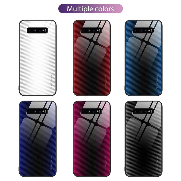 Samsung Galaxy S10+ Texture Gradient Glass TPU Phone Case(White)